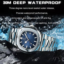 Poedagar quadrado de luxo relógio de pulso masculino à prova dwaterproof água