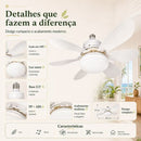 Ventilador  de Teto Silencioso LED 3 Cores com Controle Bivolt 6 Pás