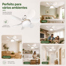 Ventilador  de Teto Silencioso LED 3 Cores com Controle Bivolt 6 Pás