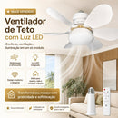 Ventilador  de Teto Silencioso LED 3 Cores com Controle Bivolt 6 Pás