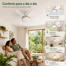 Ventilador  de Teto Silencioso LED 3 Cores com Controle Bivolt 6 Pás