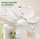 Ventilador  de Teto Silencioso LED 3 Cores com Controle Bivolt 6 Pás